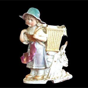 Antique German Bisque Spill Vase Match Stick Holder Carl Schneider Grafenthal